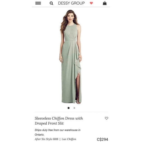 Sleeveless Chiffon Dress with Draped Front Slit - Picture 3 of 3